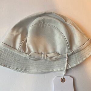 Armani Jr. GIRLS KIDS ALL OVER EAGLE LOGO & BOW SUN HAT Sz: 6-8 RTL: $95 Q439